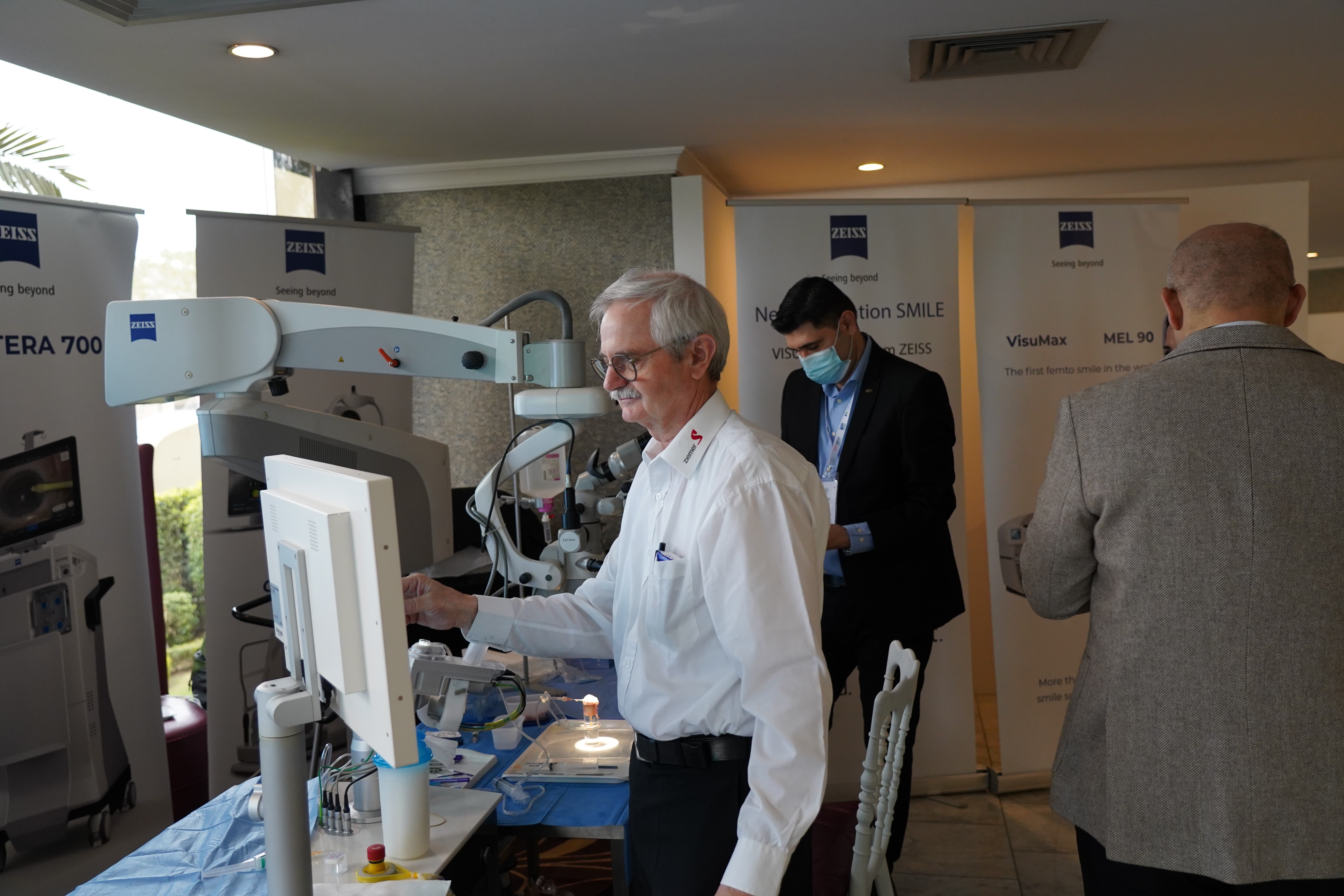 Medical equipment demonstration with Zeiss surgical equipment